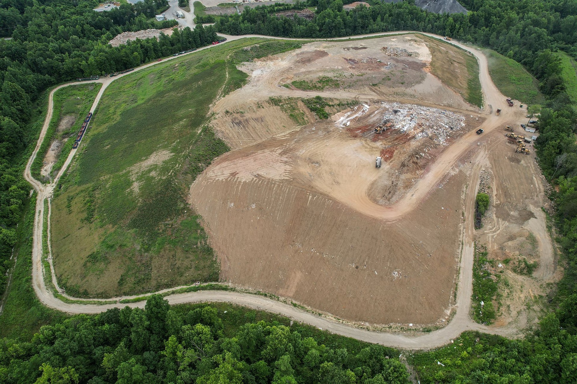 Aerial view of the A-1 Bishop Road construction and demolition landfill in Greensboro
